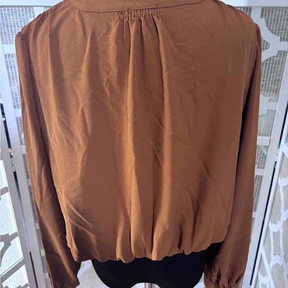 Nordstrom Halogen Brown Long Sleeve Relaxed Blouse - Picture 2 of 3
